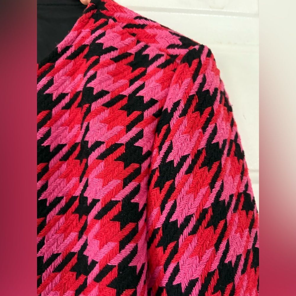 SHEIN Pink Black Houndstooth Blazer Lady Jacket Size S/M - Picture 16 of 16